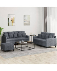 Ensemble de canapés 3 pcs avec coussins Gris foncé Velours | Mobilier & Déco