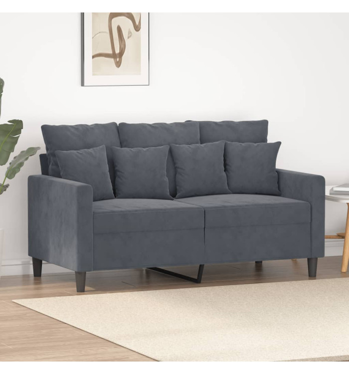 Canapé à 2 places Gris foncé 120 cm Velours | Mobilier & Déco