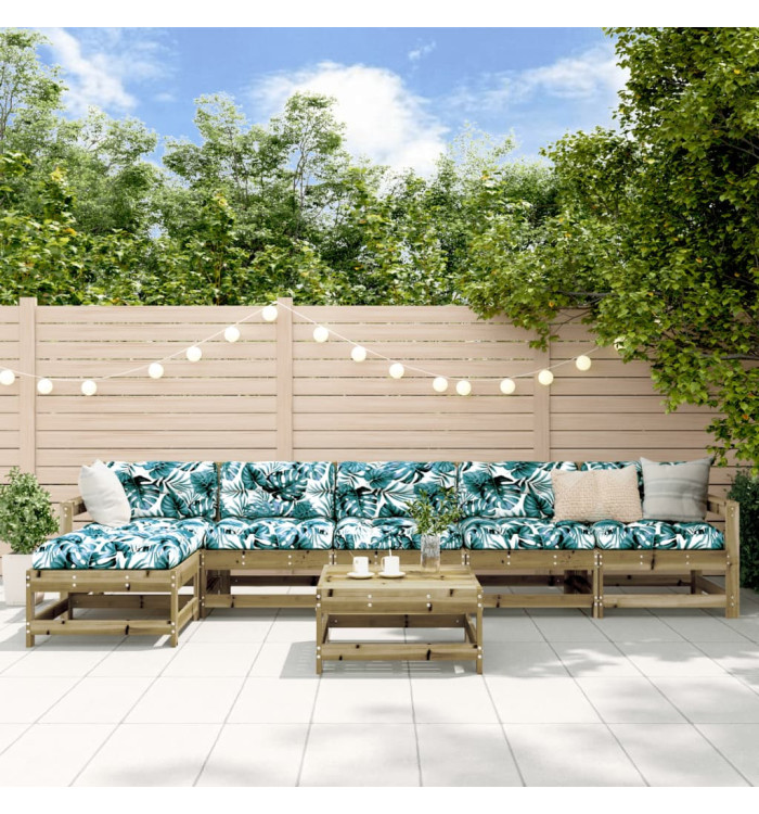 Salon de jardin 7 pcs bois de pin imprégné | Mobilier & Déco