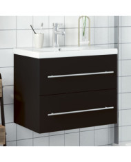 Armoire lavabo de salle de bain avec bassin intégré noir | Mobilier & Déco