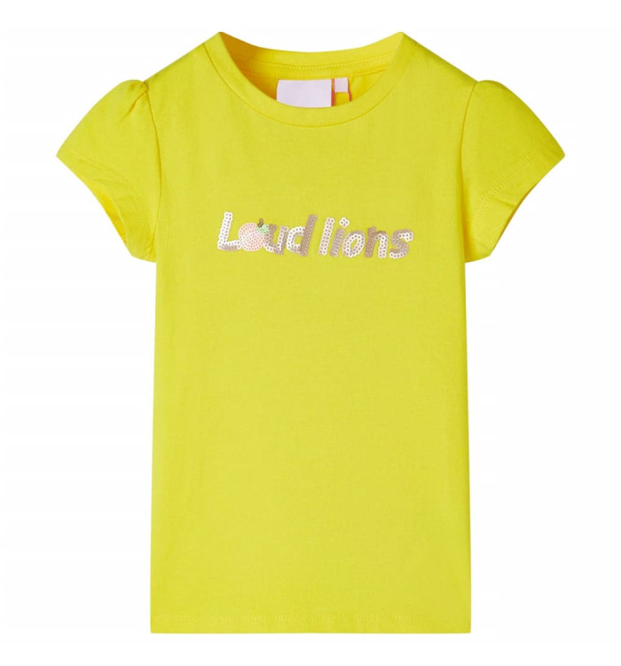 T-shirt enfant à manches courtes jaune vif 140 | Mobilier & Déco