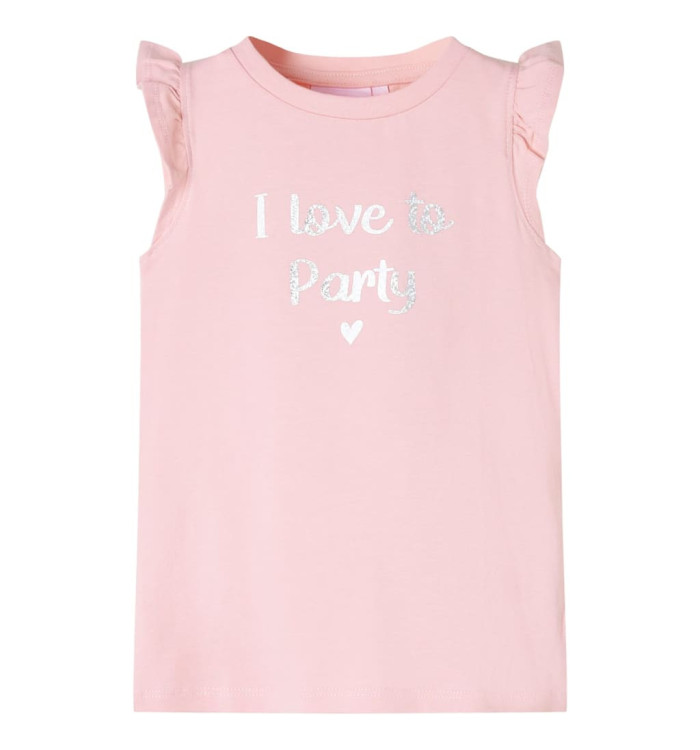 T-shirt enfants avec manches à volants rose clair 140 | Mobilier & Déco