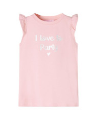 T-shirt enfants avec manches à volants rose clair 140 | Mobilier & Déco