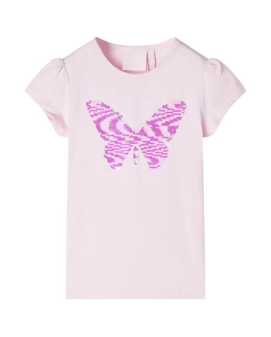 T-shirt pour enfants à mancherons rose pâle 116 | Mobilier & Déco