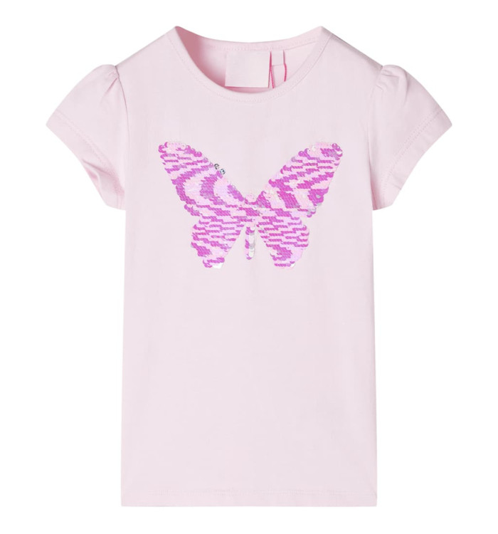 T-shirt pour enfants à mancherons rose pâle 116 | Mobilier & Déco