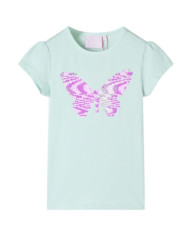 T-shirt pour enfants à mancherons menthe clair 140 | Mobilier & Déco
