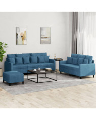 Ensemble de canapés 3 pcs avec coussins Bleu Velours | Mobilier & Déco