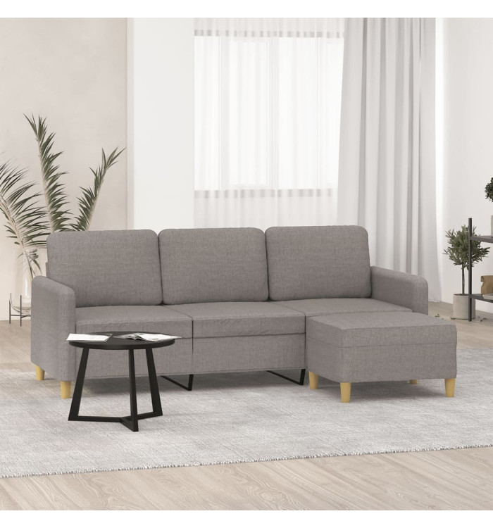 Canapé à 3 places avec repose-pieds Taupe 180 cm Tissu | Mobilier & Déco
