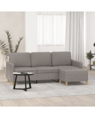 Canapé à 3 places avec repose-pieds Taupe 180 cm Tissu | Mobilier & Déco
