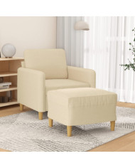 Fauteuil avec repose-pied Crème 60 cm Tissu | Mobilier & Déco