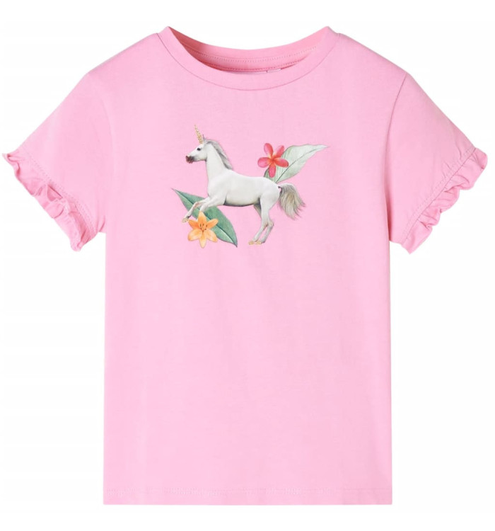 T-shirt enfants à manches courtes rose vif 92 | Mobilier & Déco