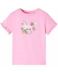 T-shirt enfants à manches courtes rose vif 92 | Mobilier & Déco