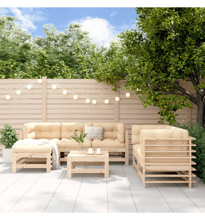 Salon de jardin 7 pcs Bois de pin massif | Mobilier & Déco