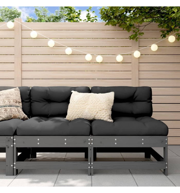 Canapés centraux de jardin 2 pcs gris bois de pin massif | Mobilier & Déco