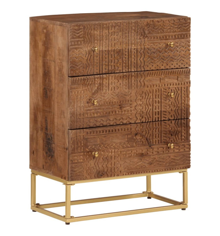Commode 55x30x76 cm bois massif de manguier et fer | Mobilier & Déco