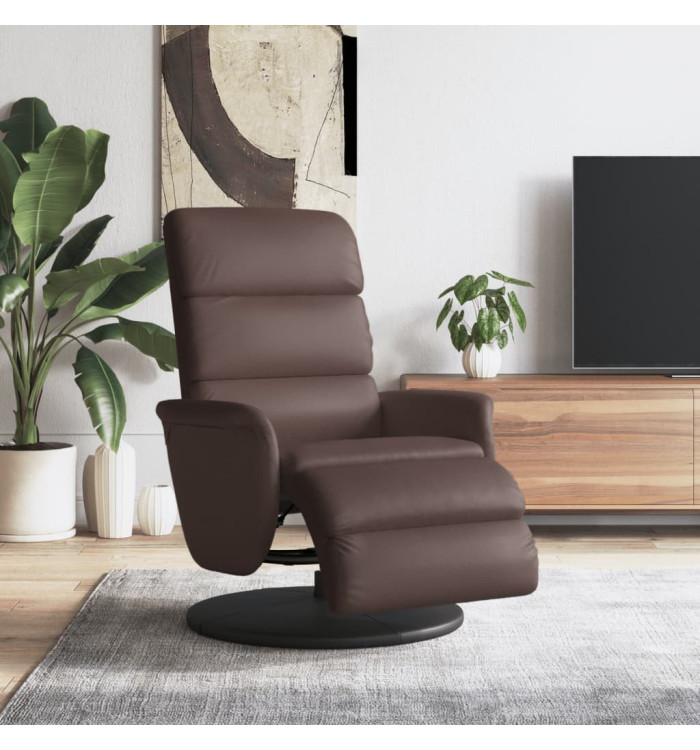 Fauteuil inclinable avec repose-pieds marron similicuir | Mobilier & Déco