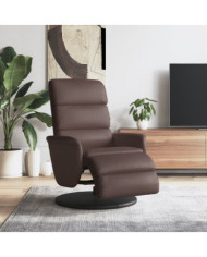 Fauteuil inclinable avec repose-pieds marron similicuir | Mobilier & Déco
