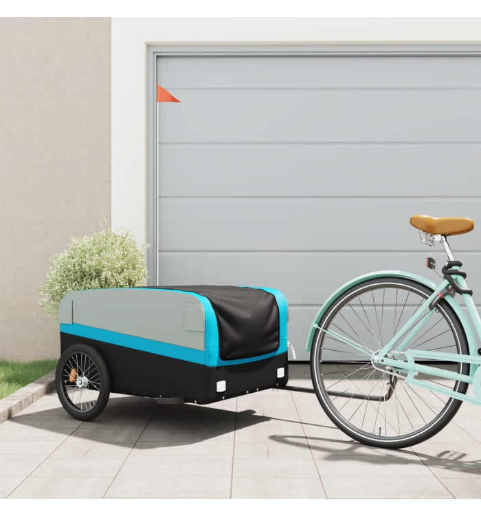 Remorque de vélo noir et bleu 45 kg fer | Mobilier & Déco
