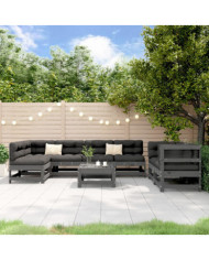 Salon de jardin 8 pcs Gris Bois de pin massif | Mobilier & Déco