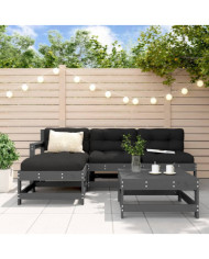 Salon de jardin 5 pcs gris bois massif de pin | Mobilier & Déco
