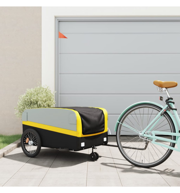 Remorque de vélo noir et jaune 45 kg fer | Mobilier & Déco