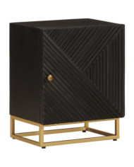 Table de chevet noir 40x30x50 cm bois massif manguier et fer | Mobilier & Déco