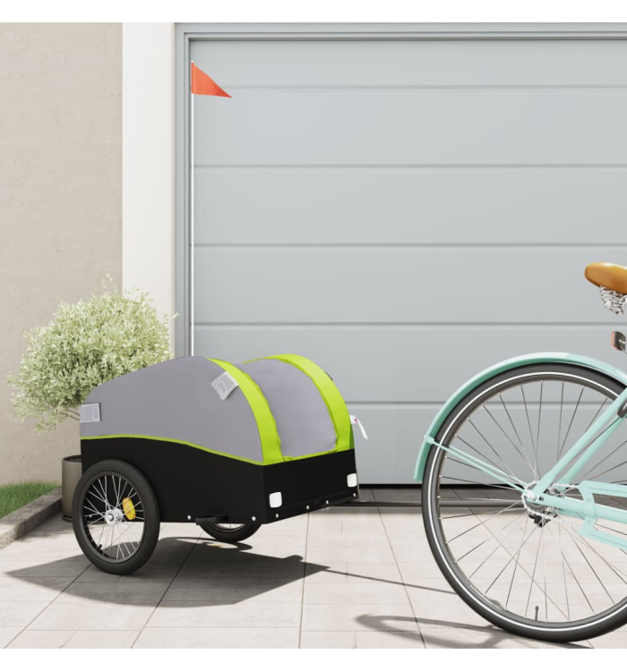 Remorque de vélo noir et vert 30 kg fer | Mobilier & Déco
