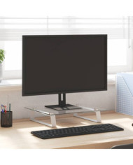 Support de moniteur blanc 40x35x8 cm verre trempé et métal | Mobilier & Déco