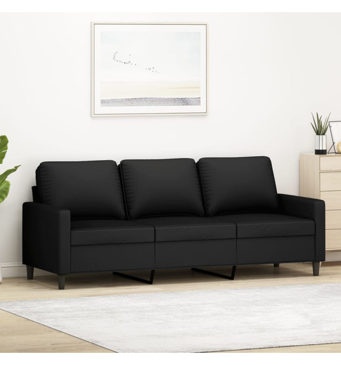 Canapé à 3 places Noir 180 cm Velours | Mobilier & Déco