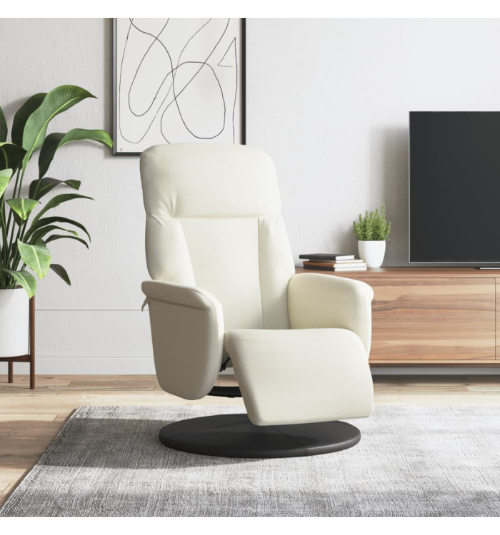 Fauteuil inclinable avec repose-pied crème velours | Mobilier & Déco