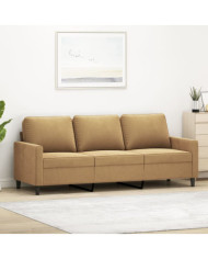 Canapé à 3 places Marron 180 cm Velours | Mobilier & Déco