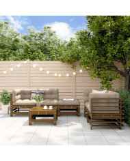 Salon de jardin 6 pcs Marron miel Bois de pin massif | Mobilier & Déco