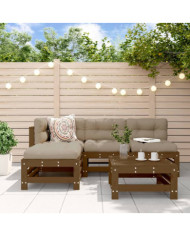 Salon de jardin 5 pcs marron miel bois de pin massif | Mobilier & Déco