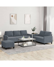 Ensemble de canapés 3 pcs avec coussins Gris foncé Velours | Mobilier & Déco
