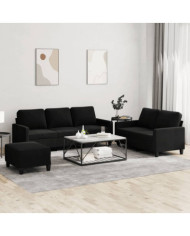 Ensemble de canapés 3 pcs avec coussins Noir Velours | Mobilier & Déco