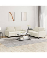 Ensemble de canapés 2 pcs avec coussins Crème Velours | Mobilier & Déco