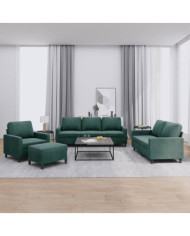 Ensemble de canapés 4 pcs avec coussins Vert foncé Velours | Mobilier & Déco