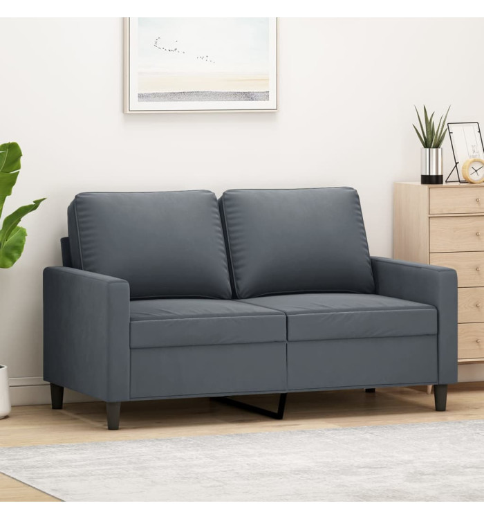 Canapé à 2 places Gris foncé 120 cm Velours | Mobilier & Déco