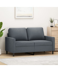 Canapé à 2 places Gris foncé 120 cm Velours | Mobilier & Déco