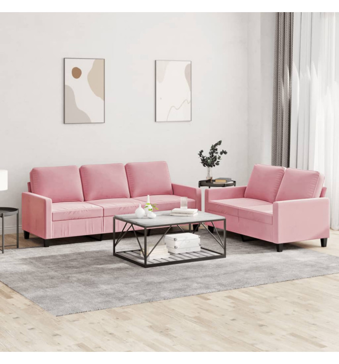 Ensemble de canapés 2 pcs avec coussins Rose Velours | Mobilier & Déco