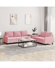 Ensemble de canapés 2 pcs avec coussins Rose Velours | Mobilier & Déco
