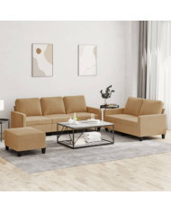 Ensemble de canapés 3 pcs avec coussins Marron Velours | Mobilier & Déco