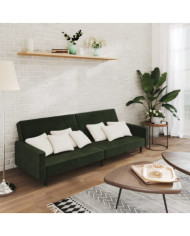 Canapé-lit à 2 places vert foncé velours | Mobilier & Déco
