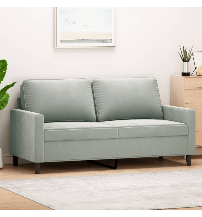 Canapé à 2 places Gris clair 140 cm Velours | Mobilier & Déco