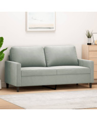 Canapé à 2 places Gris clair 140 cm Velours | Mobilier & Déco