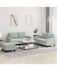 Ensemble de canapés 3 pcs avec coussins Gris clair Velours | Mobilier & Déco