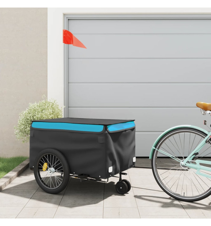 Remorque de vélo noir et bleu 45 kg fer | Mobilier & Déco