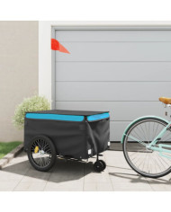 Remorque de vélo noir et bleu 45 kg fer | Mobilier & Déco