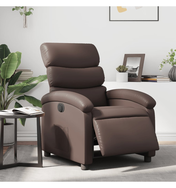 Fauteuil inclinable électrique Marron Similicuir | Mobilier & Déco