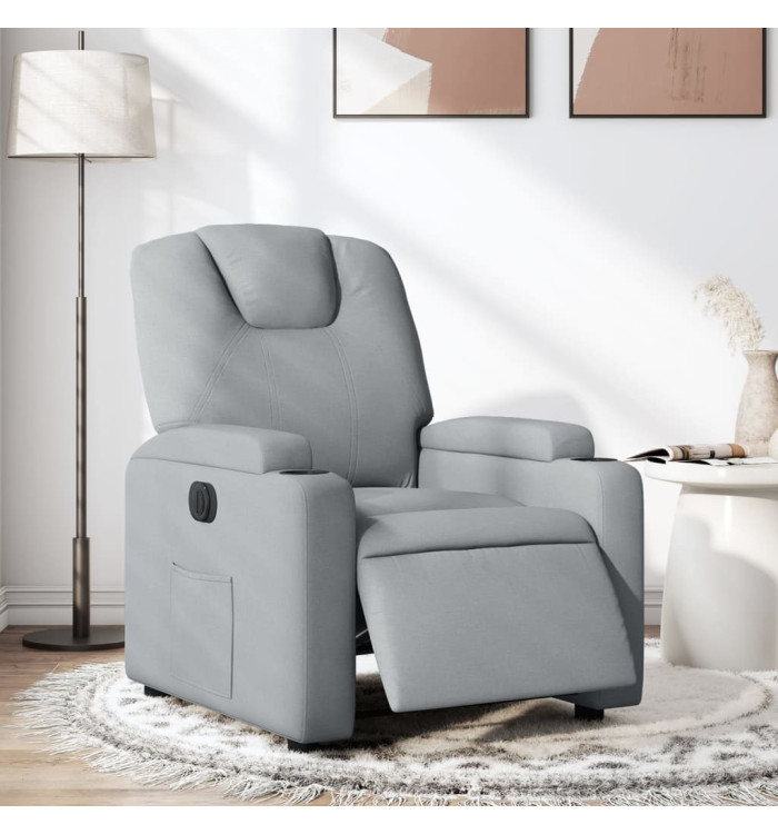 Fauteuil inclinable électrique Gris clair Tissu | Mobilier & Déco